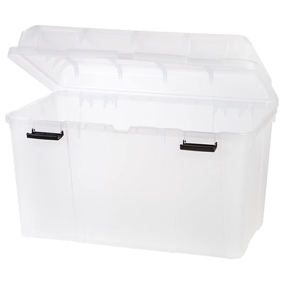 IRIS USA 138 Quart Utility Storage Trunk with Secure Hinged Lid, Clear (3 Pack)