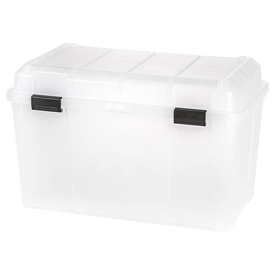 IRIS USA 138 Quart Utility Storage Trunk with Secure Hinged Lid, Clear (3 Pack)
