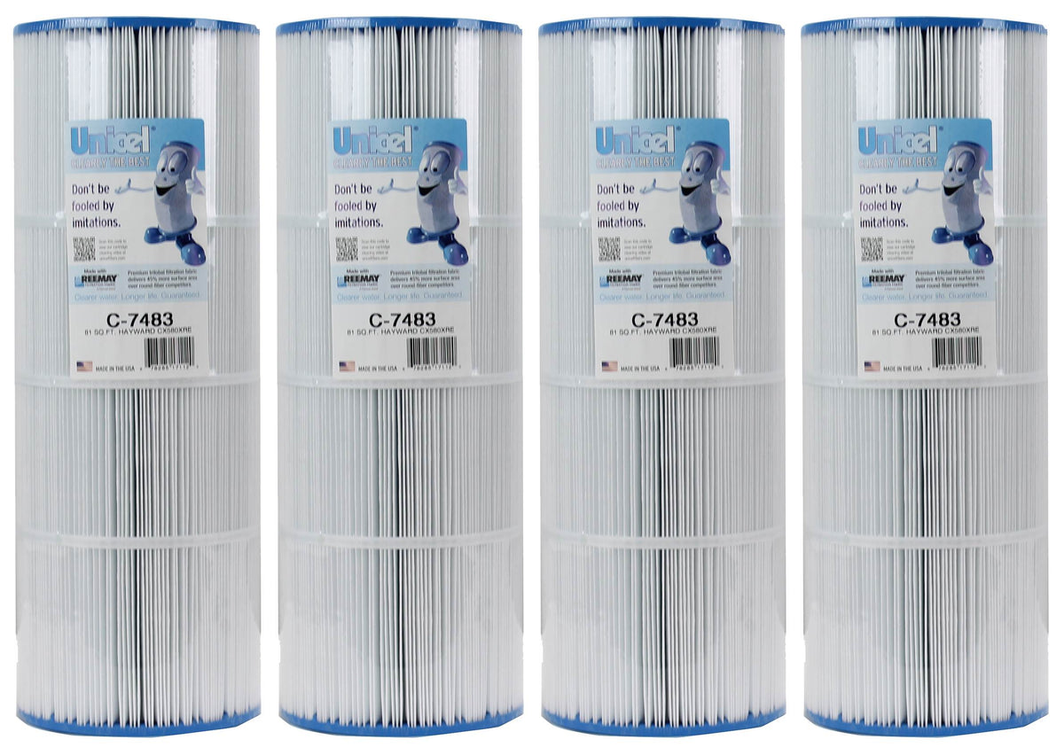 Unicel C-7483 Replacement 81 Sq Ft Pool Filter Cartridge, 176 Pleats (4 Pack)