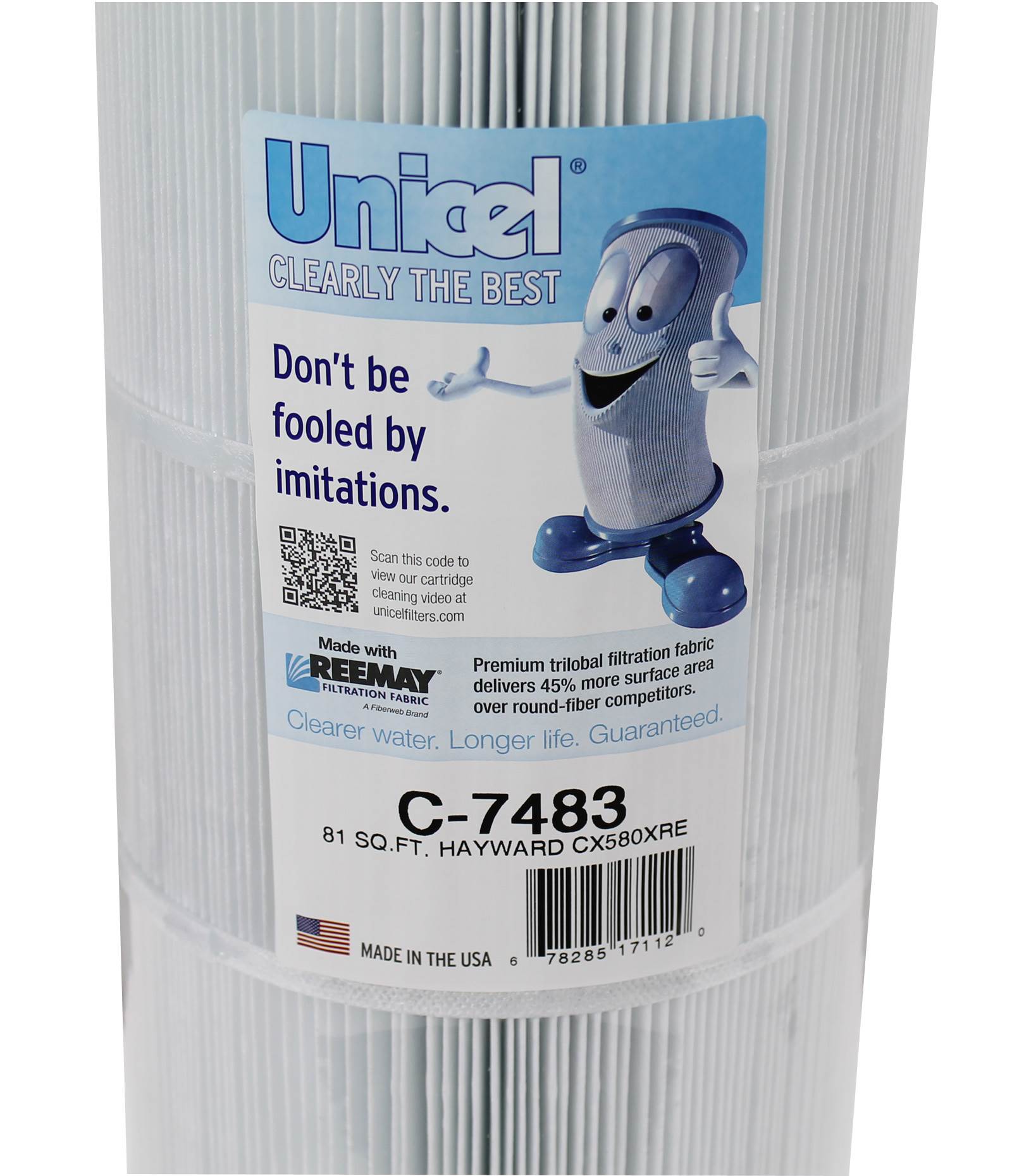 Unicel C-7483 Replacement 81 Sq Ft Pool Filter Cartridge, 176 Pleats (4 Pack)
