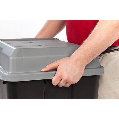 IRIS USA 16.9 Gal Storage Trunk w/ Secure Hinged Lid Black (4 Pack) (Open Box)