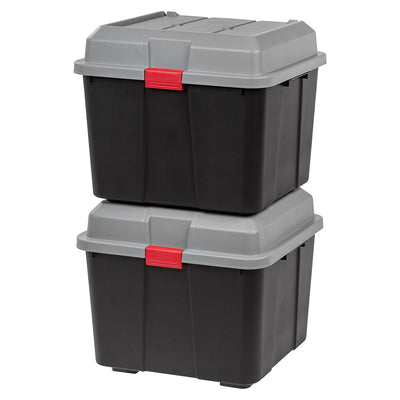 IRIS USA 16.9 Gal Storage Trunk w/ Secure Hinged Lid Black (4 Pack) (Open Box)