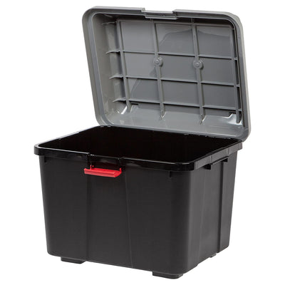 IRIS USA 16.9 Gal Storage Trunk w/ Secure Hinged Lid Black (4 Pack) (Open Box)