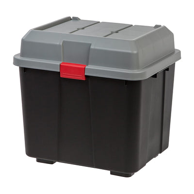 IRIS USA 16.9 Gal Storage Trunk w/ Secure Hinged Lid Black (4 Pack) (Open Box)