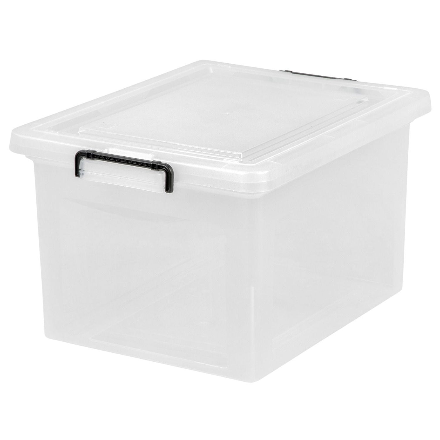 IRIS USA Letter and Legal Size File Box Storage w/ Buckle, Clear (6 Pack)