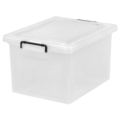IRIS USA Letter and Legal Size File Box Storage w/ Buckle, Clear (6 Pack)