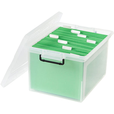 IRIS USA Letter and Legal Size File Box Storage w/ Buckle, Clear (6 Pack)