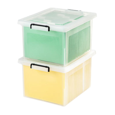 IRIS USA Letter and Legal Size File Box Storage w/ Buckle, Clear (6 Pack)