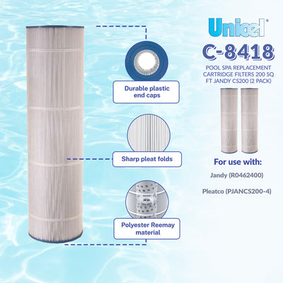 Unicel C-8418 Pool Spa Replacement Cartridge Filters 200 Sq Ft Jandy CS200 (2PK)