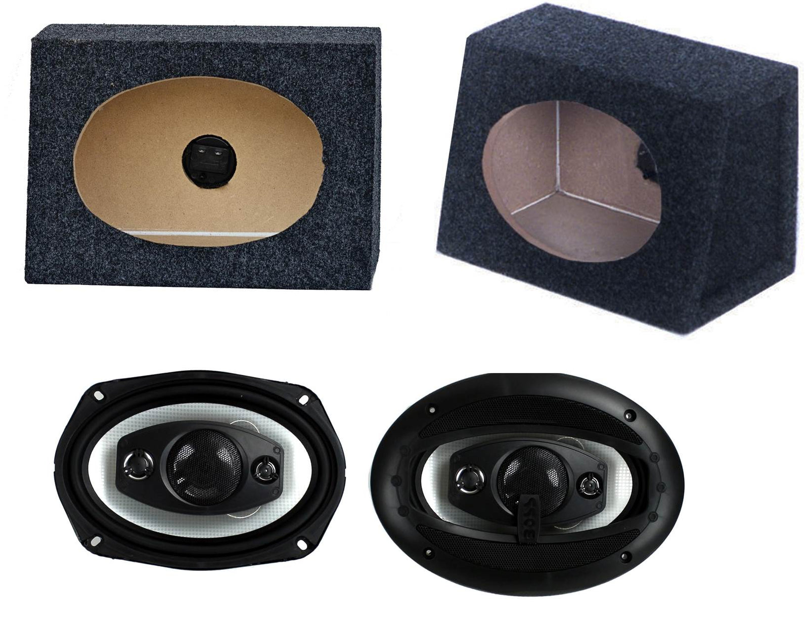 BOSS R94 6x9" 500W Car Audio Speakers + 2) 6x9" Speaker Box Enclosures - VMInnovations