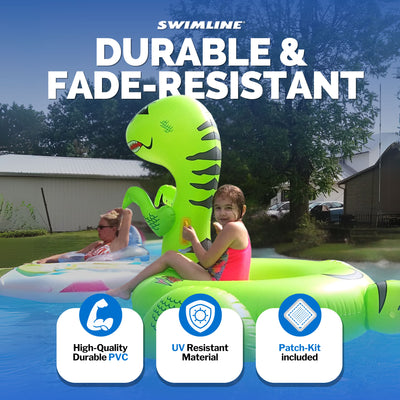 Swimline Giant 78" Inflatable Dinosaur Swimming Pool or Lake Floating Water Raft - VMInnovations
