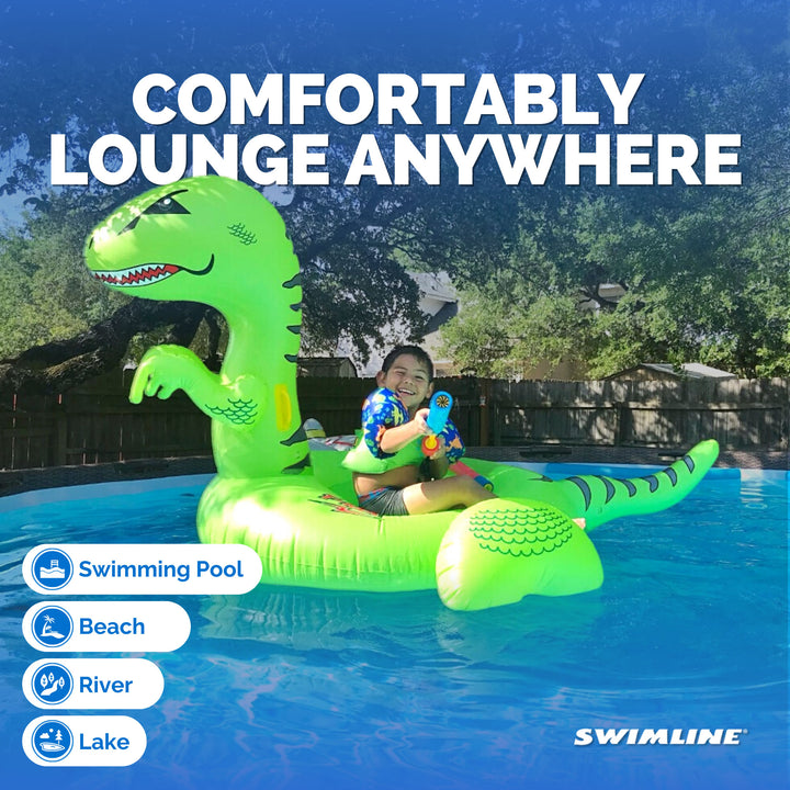 Swimline Giant 78" Inflatable Dinosaur Swimming Pool or Lake Floating Water Raft