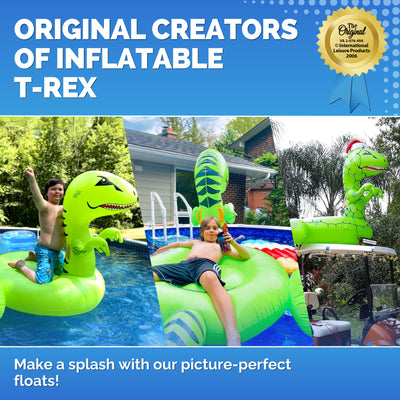 Swimline Giant 78" Inflatable Dinosaur Swimming Pool or Lake Floating Water Raft - VMInnovations