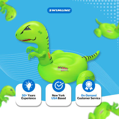 Swimline Giant 78" Inflatable Dinosaur Swimming Pool or Lake Floating Water Raft - VMInnovations