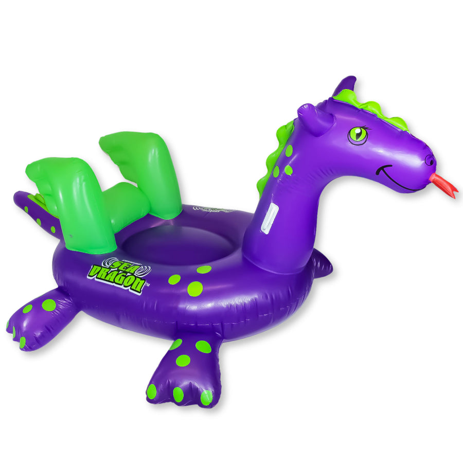 Swimline Giant 115" Inflatable Sea Dragon Ride-On Pool Float Lake Raft, Purple - VMInnovations