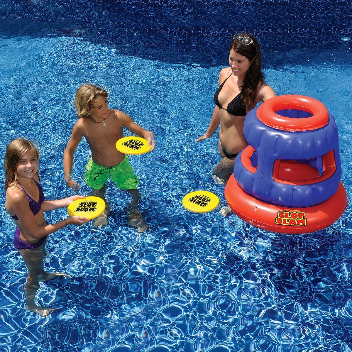 Swimline Slot Slam Disc Toss Inflatable Floating Swimming Pool Game (Open Box)