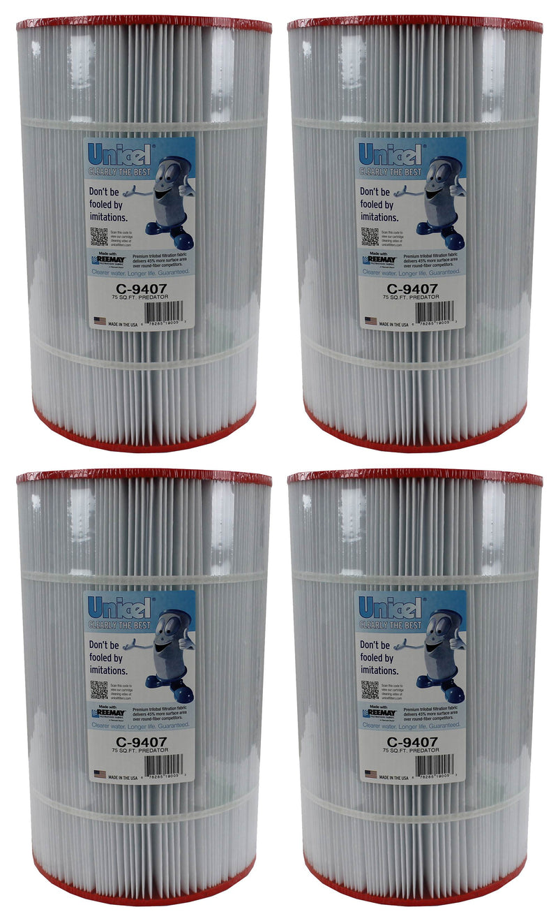 Unicel C-9407 Replacement 75 Sq Ft Pool Spa Filter Cartridge, 171 Pleats, 4 Pack