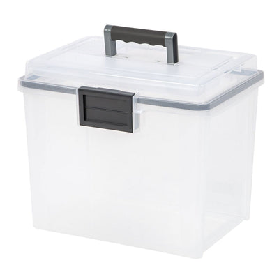 IRIS USA 19 Quart Letter Size Weathertight File Box, Clear (4 Pack) (Open Box)