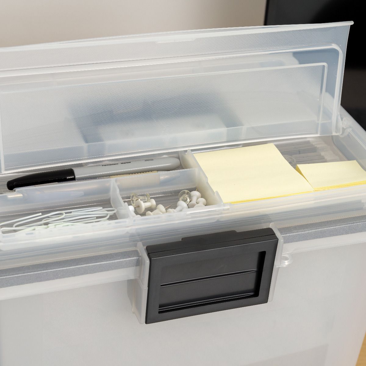 IRIS USA 19 Quart Letter Size Weathertight File Box, Clear (4 Pack) (Open Box)