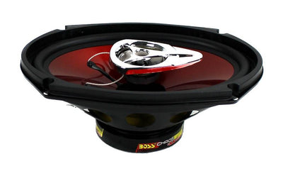 2 Boss CH6920 6"x9" 2-Way 350W Car Speakers and 2 QTW6X9 Angled 6x9" Speaker Box
