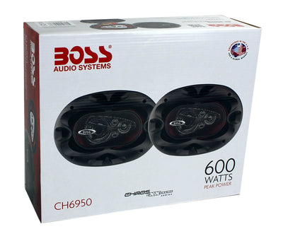 Boss CH6950 6x9" 5-Way 600W Car Speakers and QTW6X9 Angled 6x9" Speaker Box