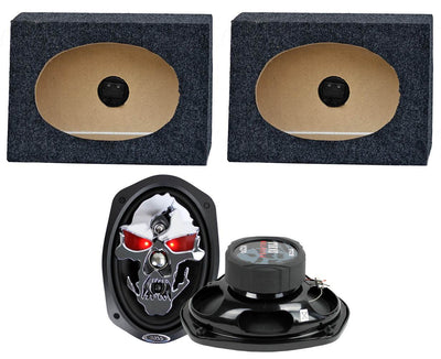 2) Boss SK694 6x9" 700W 4 Way Car Speakers + 2) QTW6X9 Angled 6x9" Speaker Box