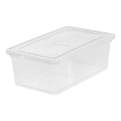 IRIS USA 6 Quart Storage Box Tote Bin Non Latching lid Clear (12 Pack)(Open Box)