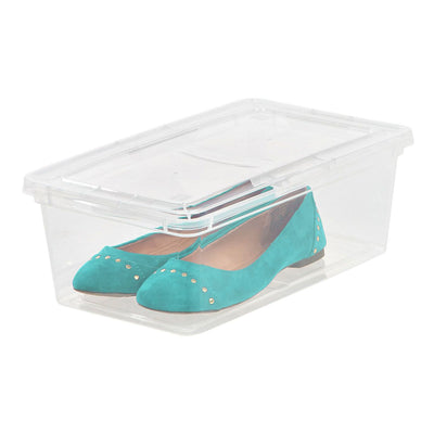 IRIS USA 6 Quart Plastic Storage Box Tote Bin Non Latching lid, Clear (12 Pack)