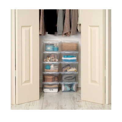 IRIS USA 6 Quart Plastic Storage Box Tote Bin Non Latching lid, Clear (12 Pack)