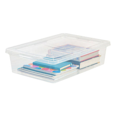IRIS USA 28 Quart Plastic Storage Box Container with Lid, Clear (10-pack) (Refurbished)