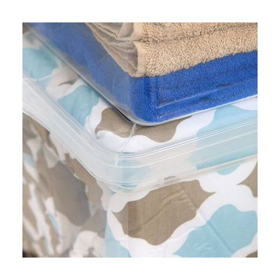 IRIS USA 28 Quart Plastic Storage Box Container with Lid, Clear (10-pack) (Refurbished)