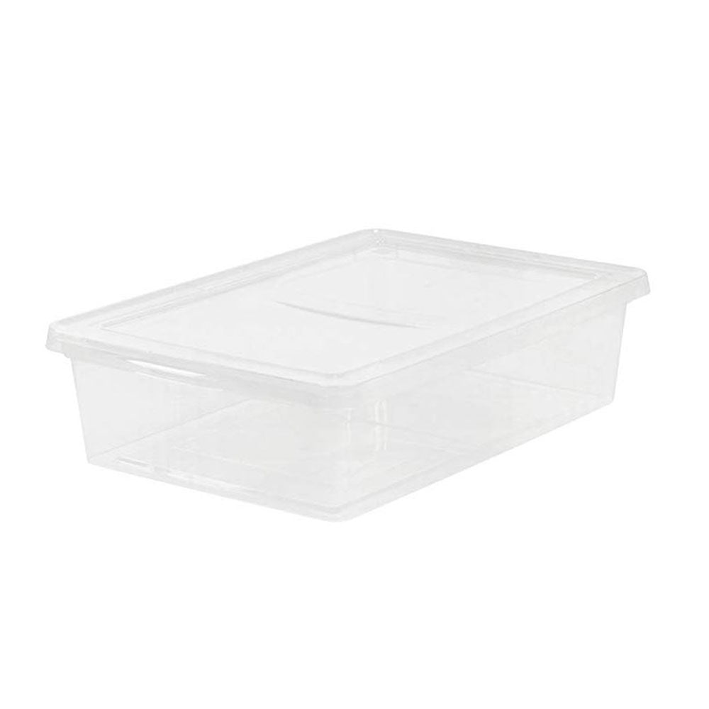 IRIS USA 28 Quart Plastic Storage Box Container with Non Latching Lid, Clear 2 pack