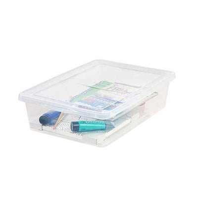 IRIS USA 28 Quart Plastic Storage Box Container with Non Latching Lid, Clear 2 pack
