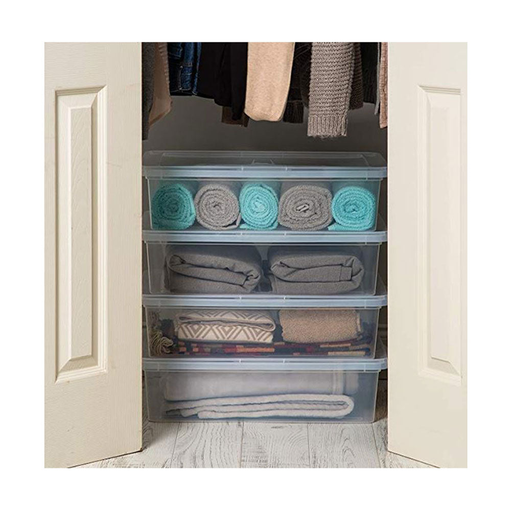 IRIS USA 28 Quart Plastic Storage Box with Non Latching Lid, 2 pack (Open Box)