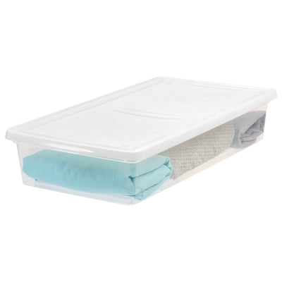 IRIS USA 41 Quart Utility Storage Tote w/ Secure Snap Tight Lid, Clear (6 Pack)