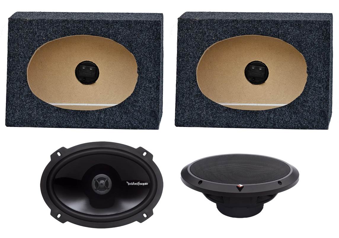 2) Rockford Fosgate P1692 6x9" 150W Speakers + 2) QTW6X9 Angled 6x9" Speaker Box
