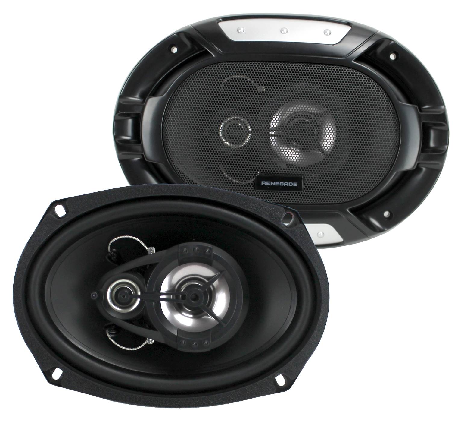 2) Renegade RX693 6x9" 300W Car Speakers + 2) QTW6X9 Angled 6x9" Speaker Box