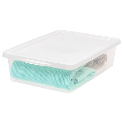 IRIS USA 28 Qt Storage Tote w/ Secure Snap Tight Lid, Clear (10 Pack) (Open Box)
