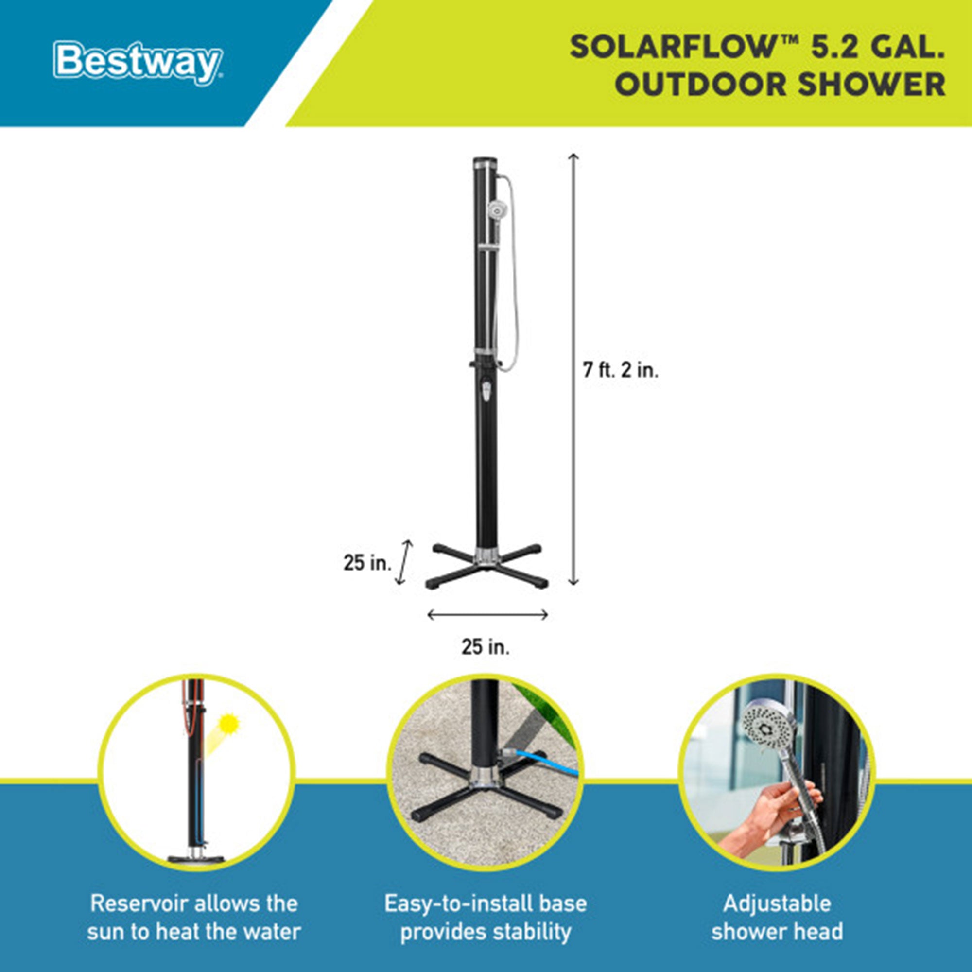 Bestway Flowclear SolarFlow 5.2 Gal Solar Heat Shower w/ Multiple Shower Setting - VMInnovations