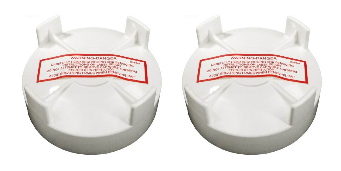 2) NEW Pentair R172008W Pool Spa Threaded White Cap Replacements Rainbow Feeder