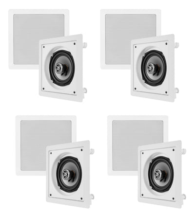 8) VM AUDIO Shaker 5.25" 125W Square In Ceiling/In Wall Surround Sound Speakers