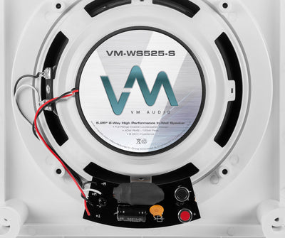 8) VM AUDIO Shaker 5.25" 125W Square In Ceiling/In Wall Surround Sound Speakers