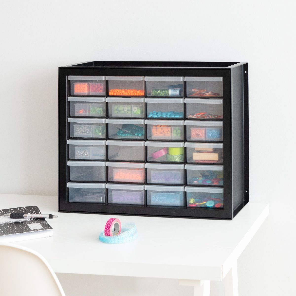 IRIS USA 24 Drawer Parts and Hardware Cabinet Storage Organizer, Black