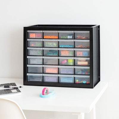 IRIS USA 24 Drawer Parts and Hardware Cabinet Storage Organizer, Black