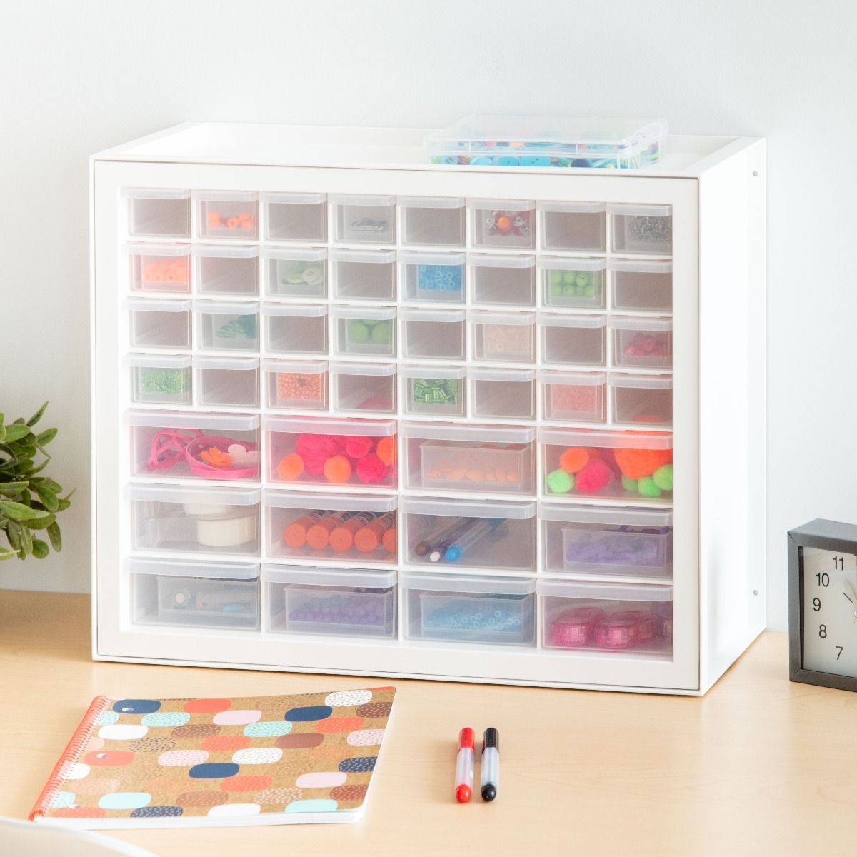 Iris 44 Drawer Clear Plastic Craft Garage Workshop Storage Cabinet (2 Pack)
