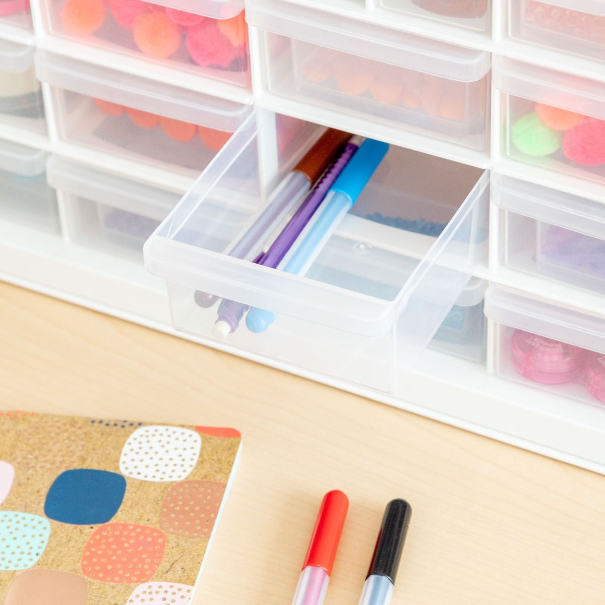 Iris 44 Drawer Clear Plastic Craft Garage Workshop Storage Cabinet (2 Pack)