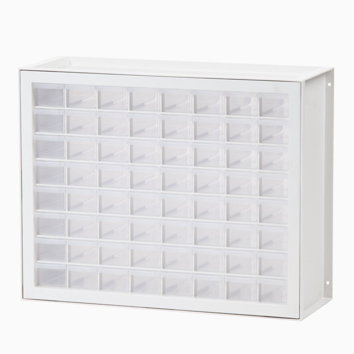 Iris 64 Drawer Clear Plastic Craft Garage Workshop Storage System Cabinet, White