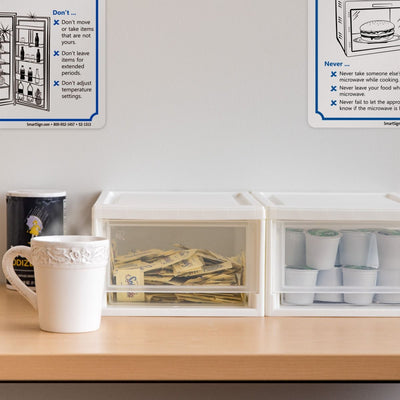 IRIS USA 6 Quart Small Plastic Stacking Storage Bin Drawer 4 Pack, White