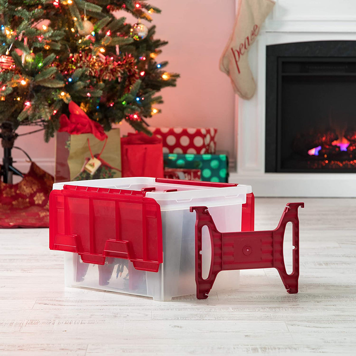IRIS USA Holiday Utility Storage Tote w/ 4 Light Wraps, Clear(3 Pack) (Open Box)