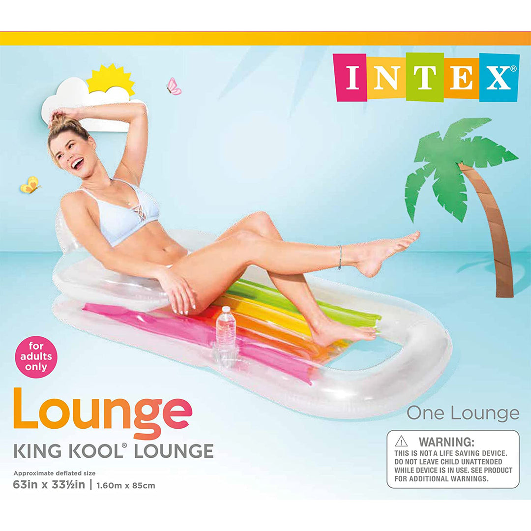 INTEX King Kool Lounge Floating Swimming Pool Lounger w/ Headrest (Open Box)